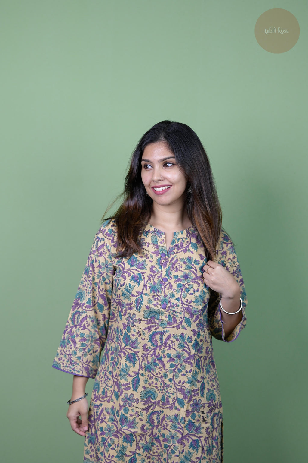 Niram - Handblock Lavender Floral Kurti
