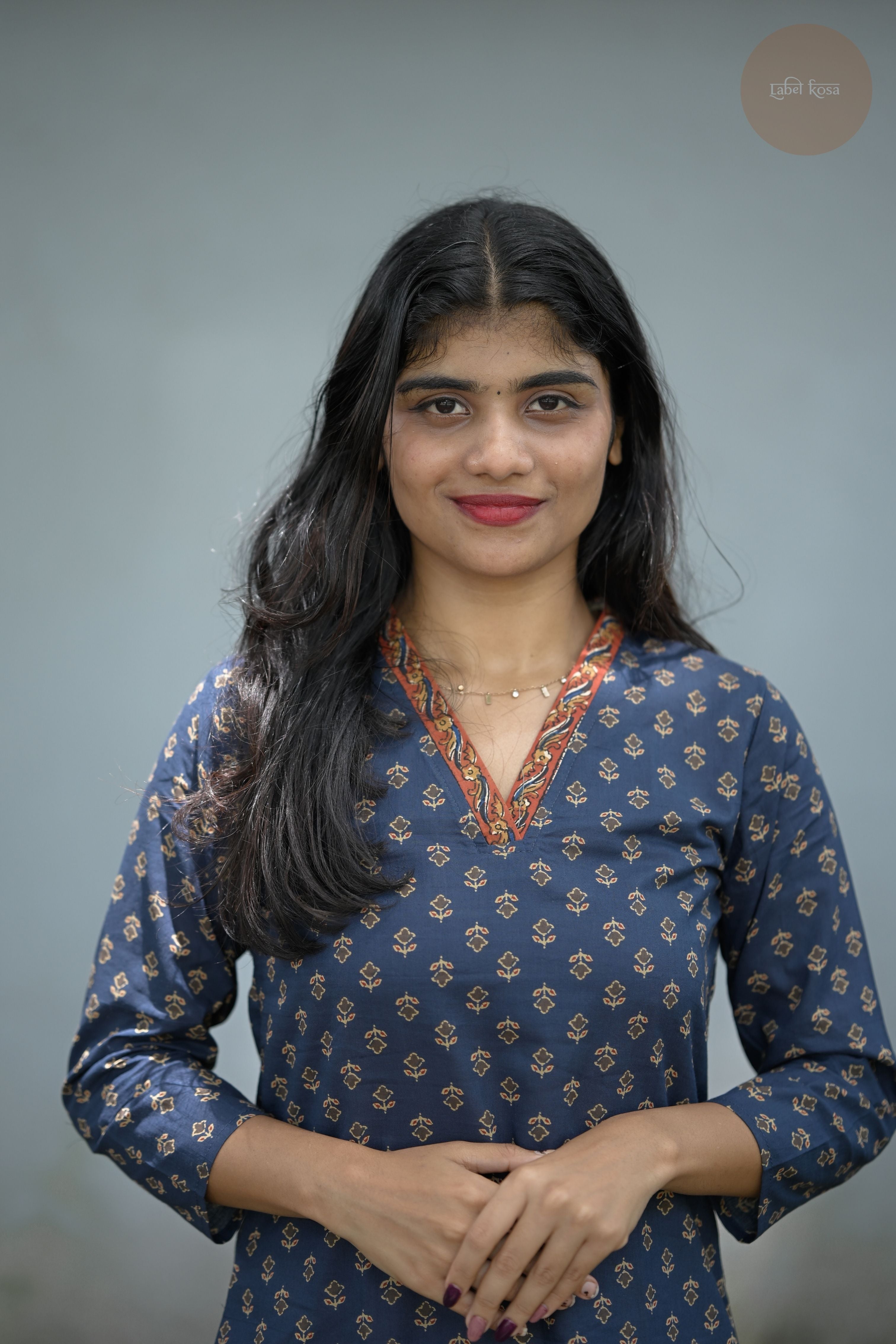 Taal - Screen Print Cotton Dark Blue Kurti