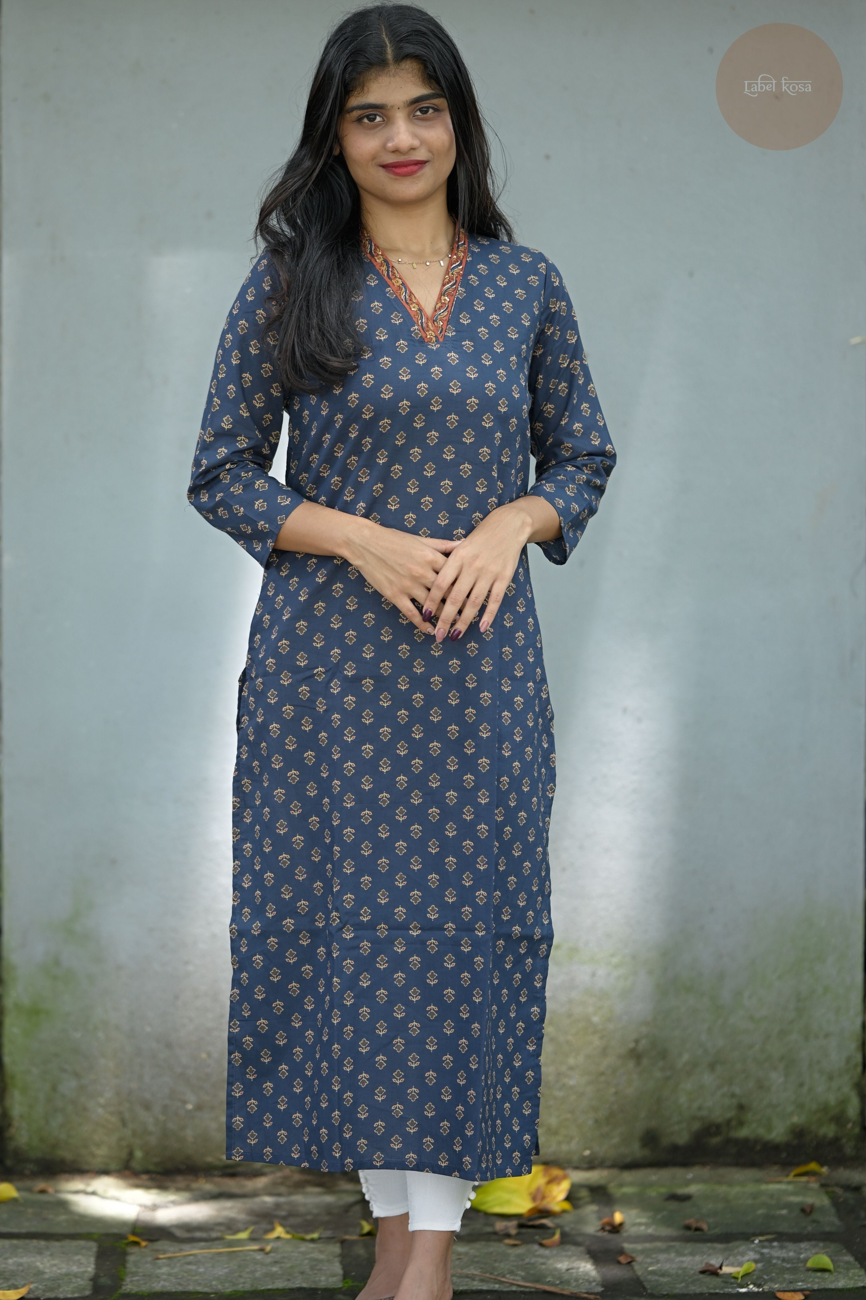 Taal - Screen Print Cotton Dark Blue Kurti