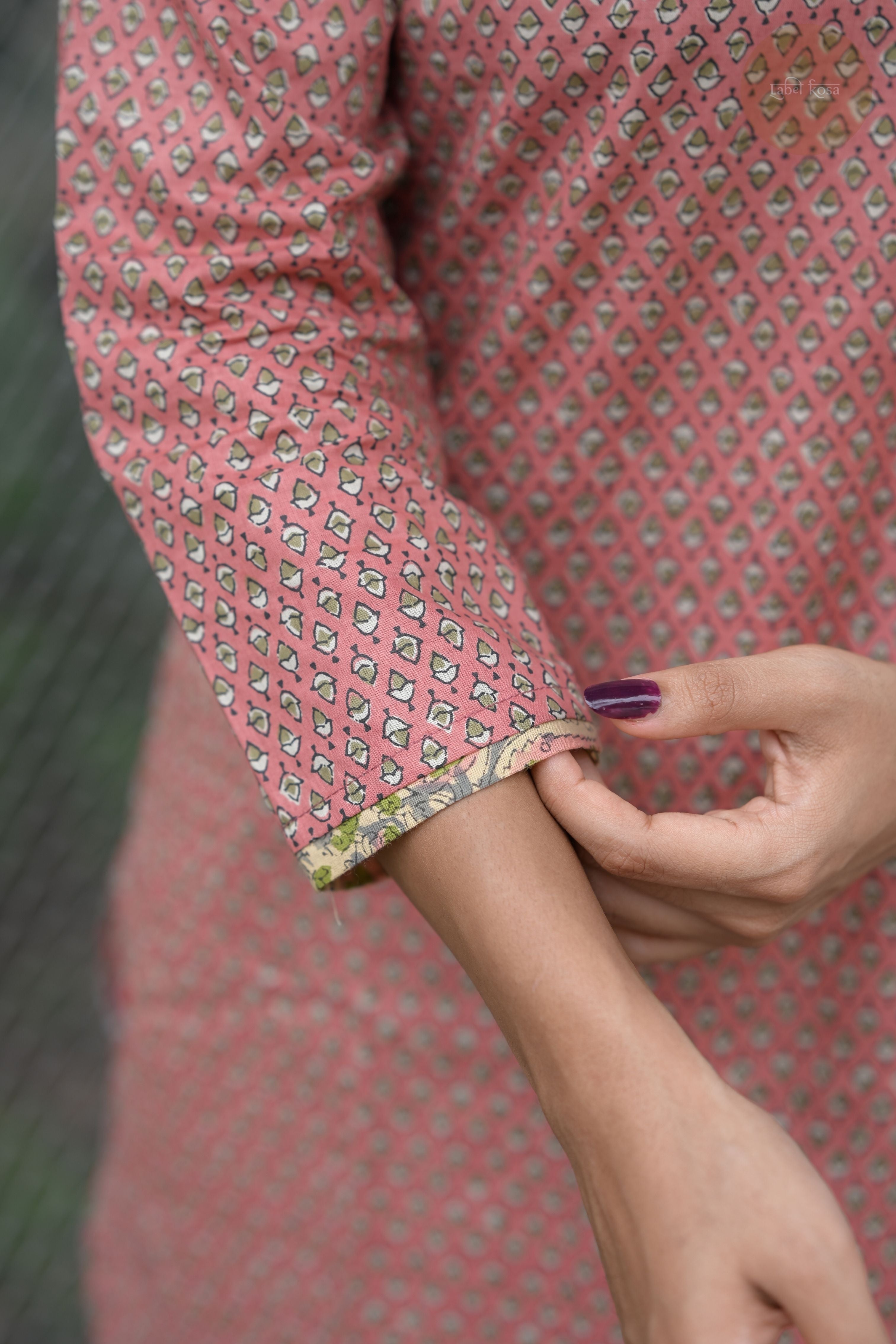 Taal - Screen Print Cotton Peach Kurti