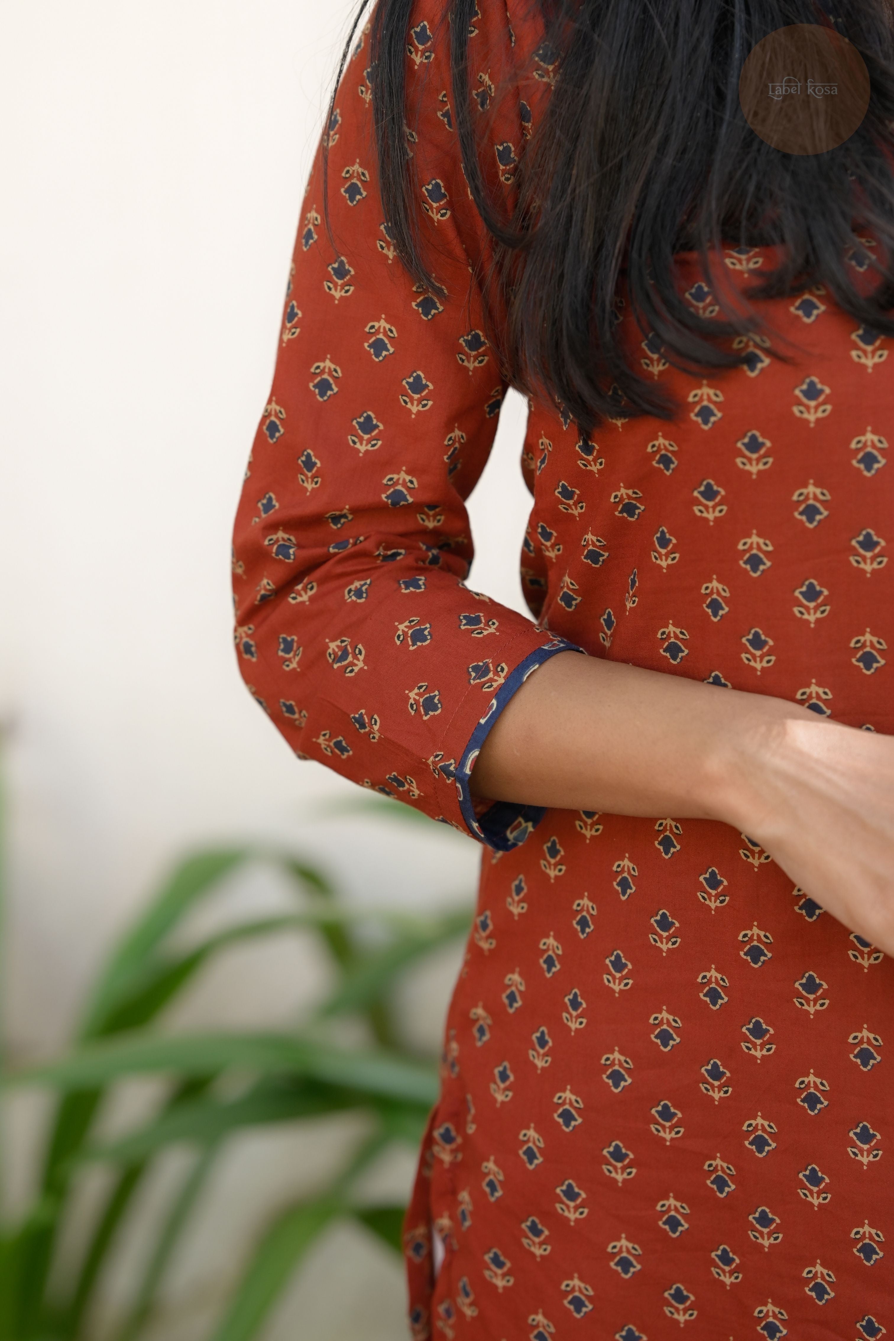 Taal - Screen Print Cotton Brick Red Kurti