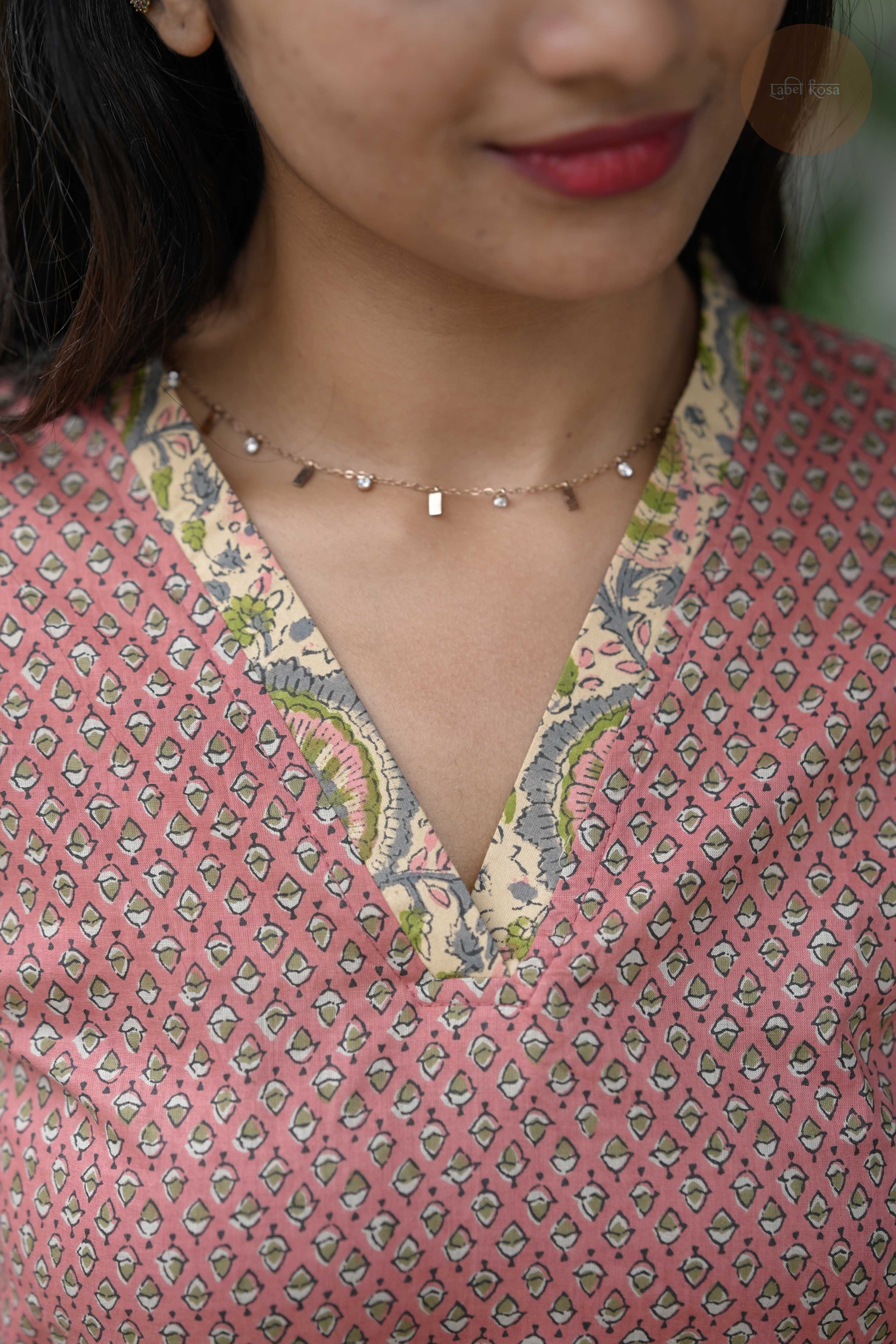Taal - Screen Print Cotton Peach Kurti