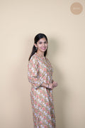 Niram - Handblock Peach Floral Kurti