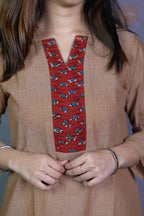 Rooh - Mangalgiri Pintuck  Mud Brown Kurti