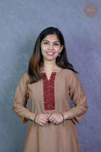Rooh - Mangalgiri Pintuck  Mud Brown Kurti