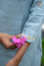 Triangle Edit - Cotton Flex With Embroidery Mint Blue Kurti