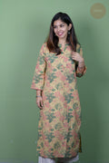 Niram - Handblock Beige Floral Kurti