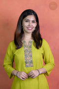 Rooh - Mangalgiri Pintuck Pista Green Kurti