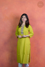 Rooh - Mangalgiri Pintuck Pista Green Kurti