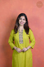 Rooh - Mangalgiri Pintuck Pista Green Kurti