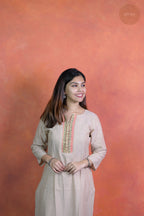 Rooh - Mangalgiri Pintuck Nude Shade Kurti