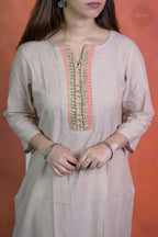 Rooh - Mangalgiri Pintuck Nude Shade Kurti