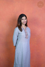 Rooh - Mangalgiri Pintuck Light Grey Kurti