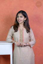 Rooh - Mangalgiri Pintuck Nude Shade Kurti