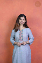 Rooh - Mangalgiri Pintuck Light Grey Kurti