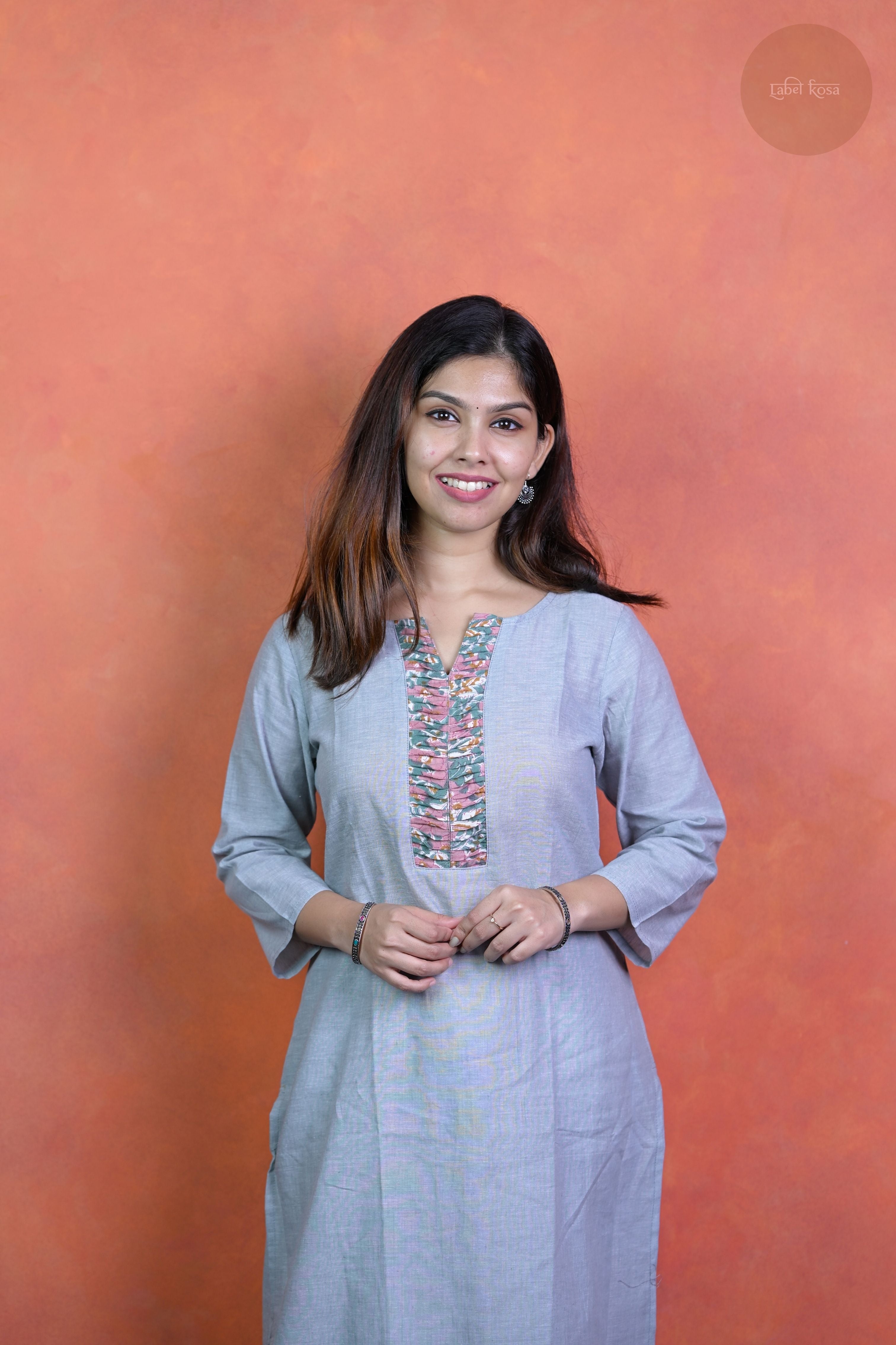 Rooh - Mangalgiri Pintuck Light Grey Kurti