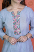 Rooh - Mangalgiri Pintuck Light Grey Kurti