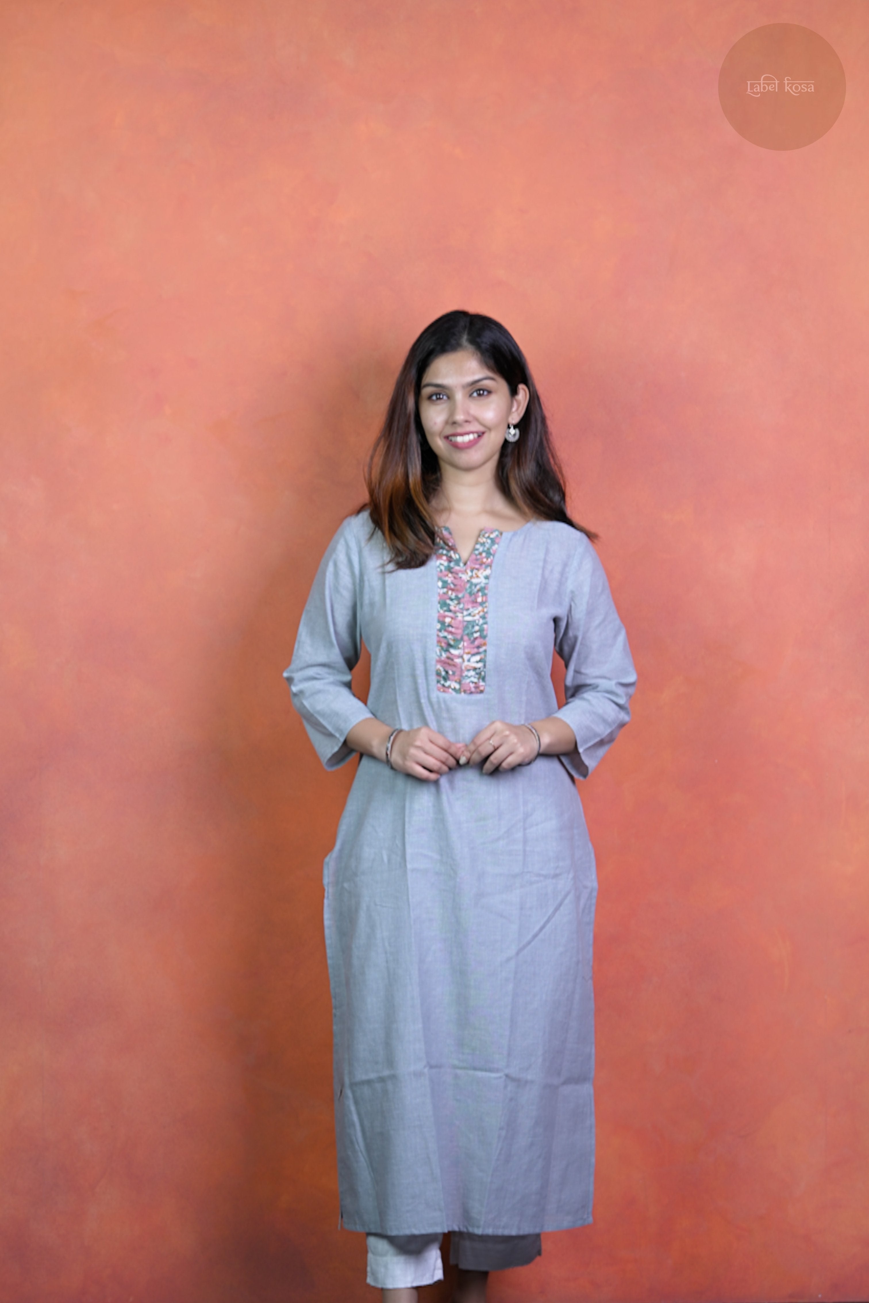 Rooh - Mangalgiri Pintuck Light Grey Kurti