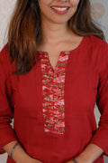 Rooh - Mangalgiri Pintuck Chilly Red Kurti