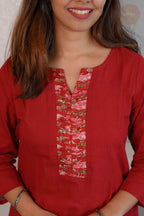 Rooh - Mangalgiri Pintuck Chilly Red Kurti