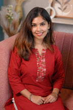 Rooh - Mangalgiri Pintuck Chilly Red Kurti