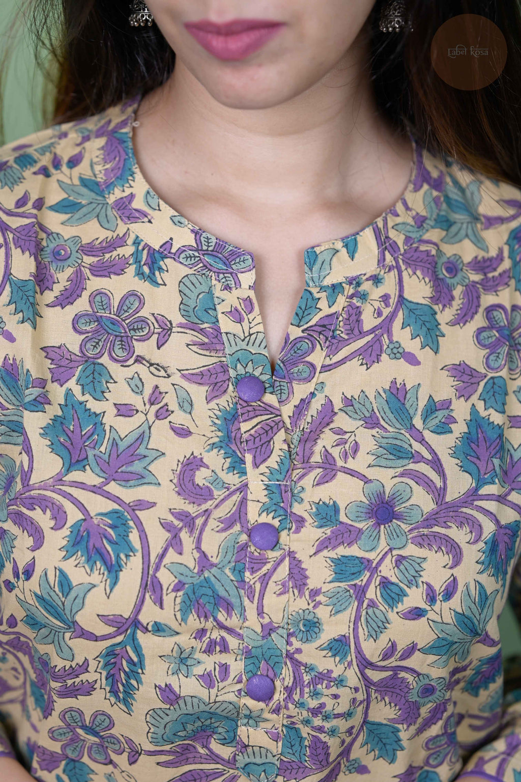 Niram - Handblock Lavender Floral Kurti