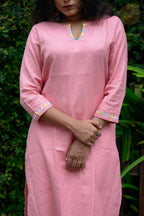 Triangle Edit - Cotton Flex With Embroidery Pink Kurti