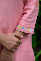 Triangle Edit - Cotton Flex With Embroidery Pink Kurti