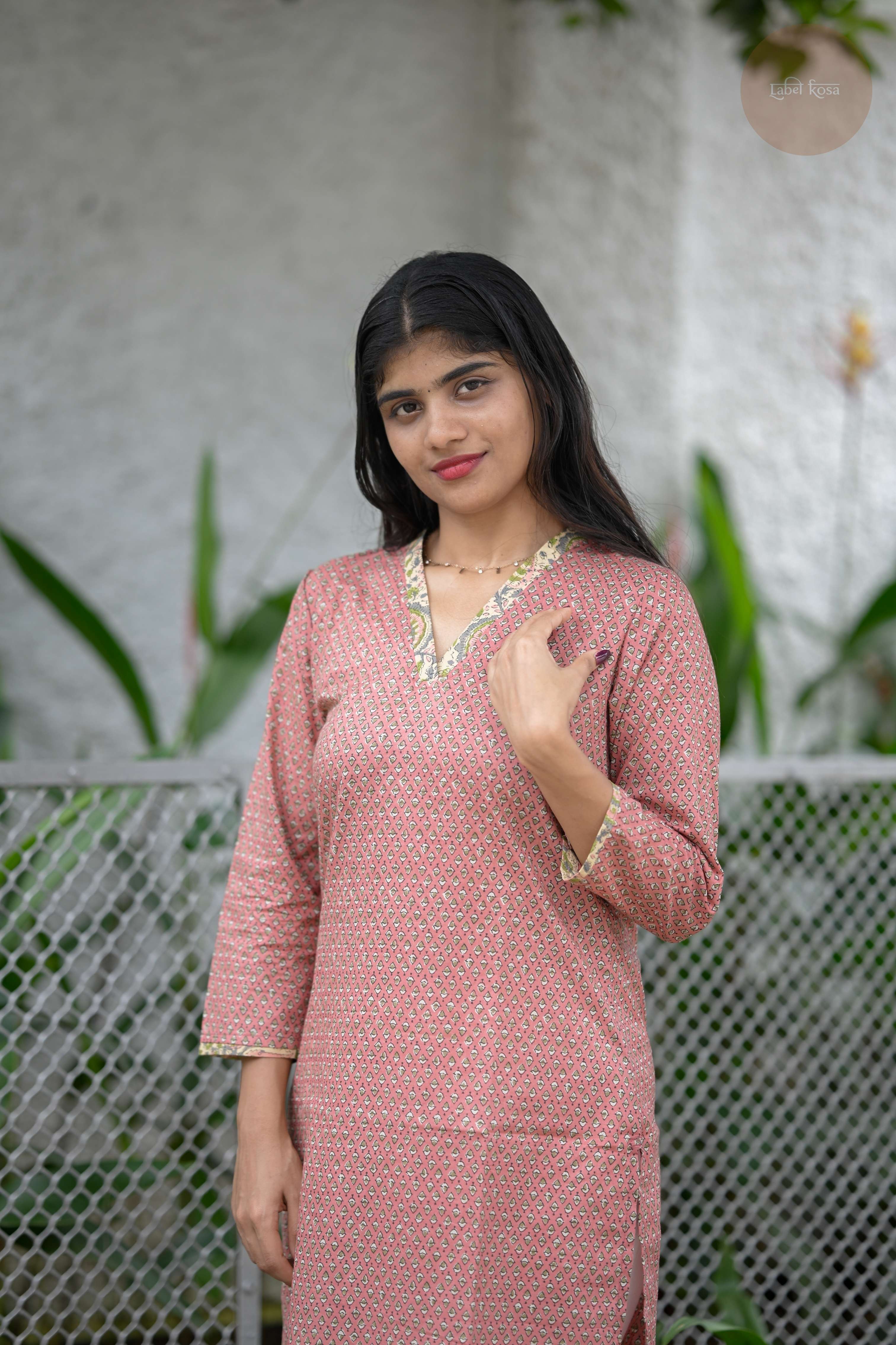Taal - Screen Print Cotton Peach Kurti